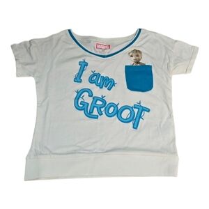 Marvel Kids 'I am Groot' Cream T-Shirt NWT Marvel Disney Girls XS Pocket Tee
